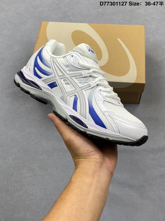 男女鞋半码制#原楦原纸版开发版型#采用牛剖革组合网眼布#中底搭载轻质柔软材料嵌入Gel胶缓震,外置耐磨橡胶外底复古风潮来袭！日本专业跑鞋品牌 亚瑟士 Asics