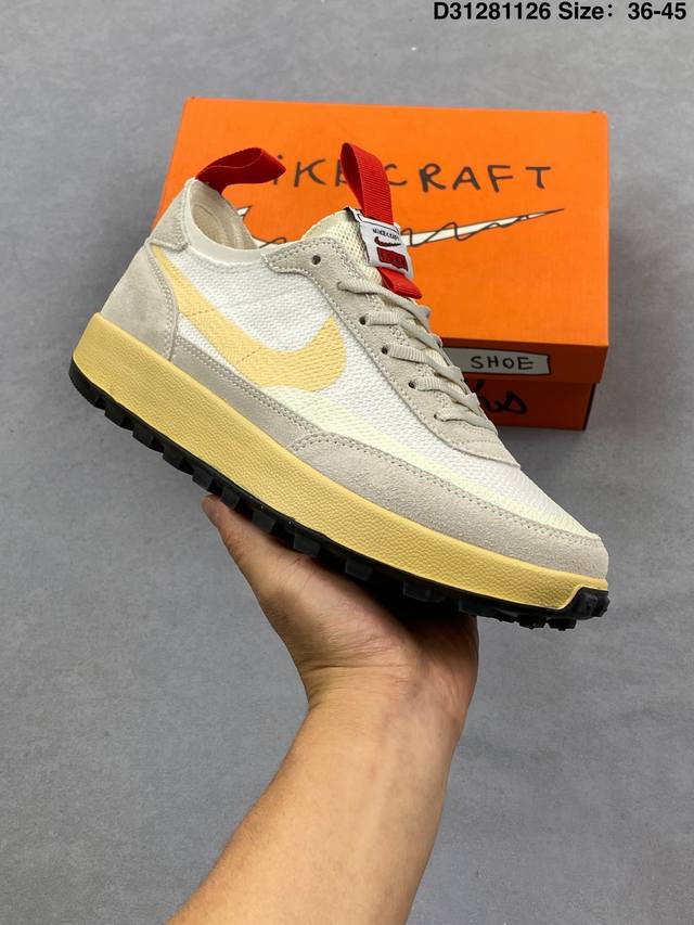 Tom Sachs X Nk General purpose Shoe 联名款 简约风休闲鞋 #此款耐用的翻毛皮和加固网眼布构成了这双鞋的整体鞋面，上面印有轮廓