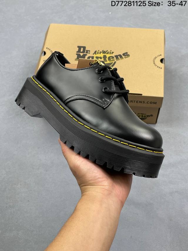 公司级Dr.Martens马汀博士 Martens 1461 Smooth Leather platform系列松糕高帮英伦骑士朋克复古机车厚底粗跟 马丁靴 采