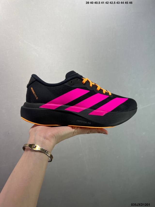 公司级 Adidas Adizero Evo Sl 运动舒适减震耐磨 低帮跑步鞋 尺码: 36 36.5 37 38 38.5 39 40 40.5 41 42