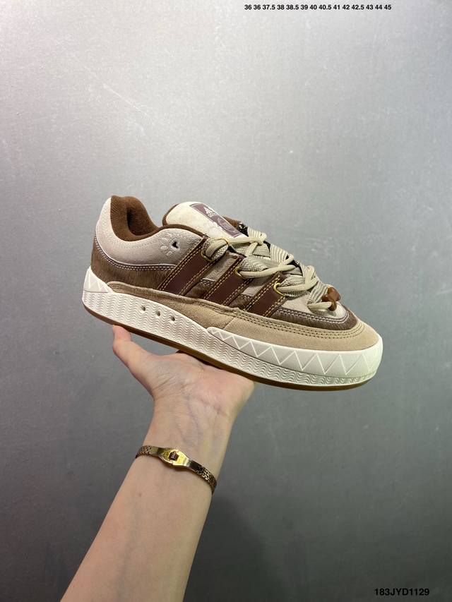 公司级Adidas Originals Adimatic 棕色 复古低帮休闲运动面包鞋。 货号：Jq2611 尺码：36 36.5 37 38 38.5 39