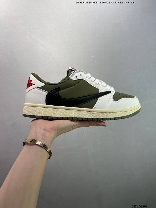 Aj1倒勾Travis Scott X Air Jordan 1 ” Reverse Mocha “ Aj1乔1 Ts 闪电 联名倒钩 低帮文化篮球鞋 完美品质