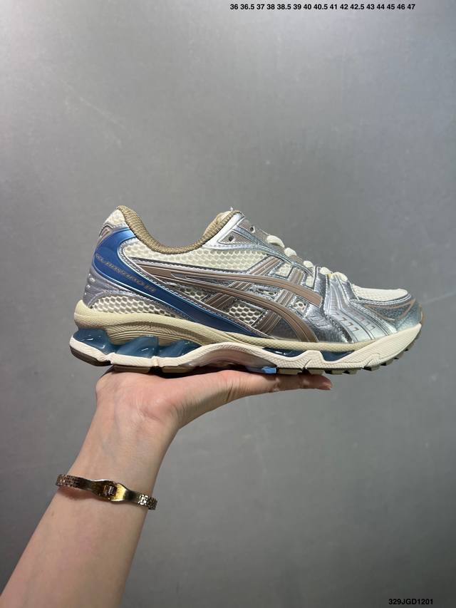 Asics Gel-Kayano 14系列 复古街头休闲运动跑步鞋 #轻量舒适透气材质 全滴塑鞋面 #中底3D可视Gel缓震胶效果 #升级Flytefoam B
