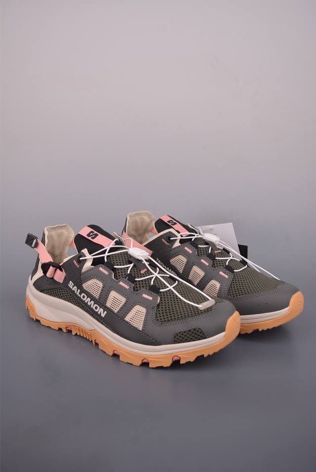 Salomon 萨洛蒙Solamphibian 新款春夏季户外溯溪涉水轮胎鞋 这款鞋具备水陆两栖功能 采用厚底设计 增强舒适度和抓地力 鞋面由织物网眼布和合成革