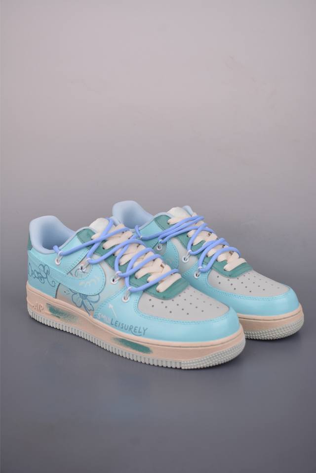Nike Air Force 1 Low 青空花屿 解构绑带 原楦头原纸板 打造纯正空军版型 专注外贸渠道 全掌内置蜂窝气垫 原盒配件 原厂中底钢印、拉帮完美