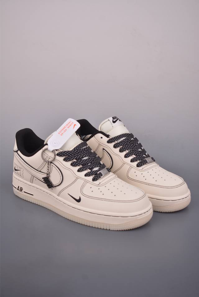 Nike Air Force 1 Low 米黑 原楦头原纸板 打造纯正空军版型 专注外贸渠道 全掌内置蜂窝气垫 原盒配件 原厂中底钢印、拉帮完美 官方货号: S