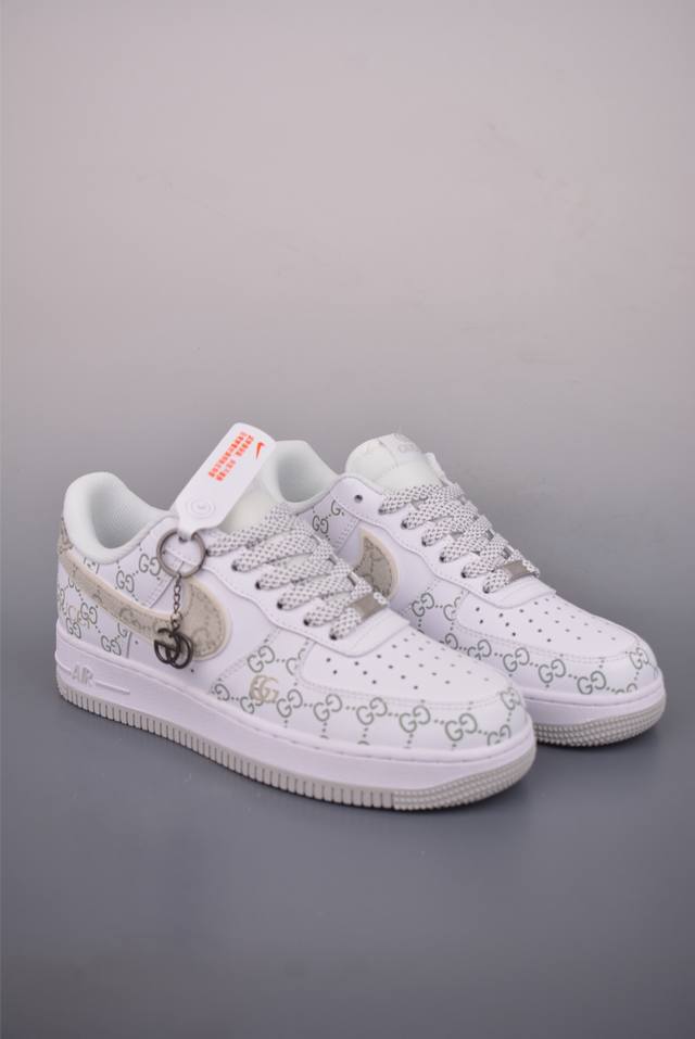 Nike Air Force 1 Low Gucci联名 原楦头原纸板 打造纯正空军版型 专注外贸渠道 全掌内置蜂窝气垫 原盒配件 原厂中底钢印、拉帮完美 官方