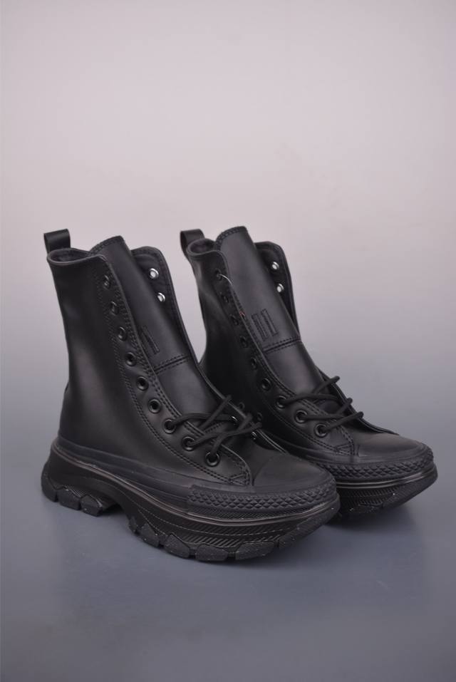 Converse All Star Trekwave Sl Shin-Hi 日版限定 厚底户外功能鞋 马丁靴 黑武士 秋冬款 皮质鞋面既保暖又有型 尺码：35