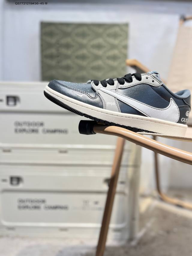 公司级头层皮古驰 X 乔丹Air Jordan 1 Low Aj1低帮系列篮球鞋 官方同步配色 原装级产物 #拒绝公底 立体鞋型 细节完美 高清洁度Xd0798