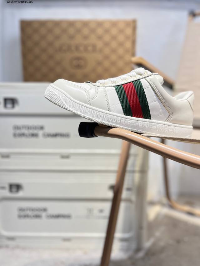 广东原厂# Gucci Distressed Screener Sneaker古驰经典小脏鞋原型复古百搭老爹板鞋 复古学院风Ae7021121#35-45