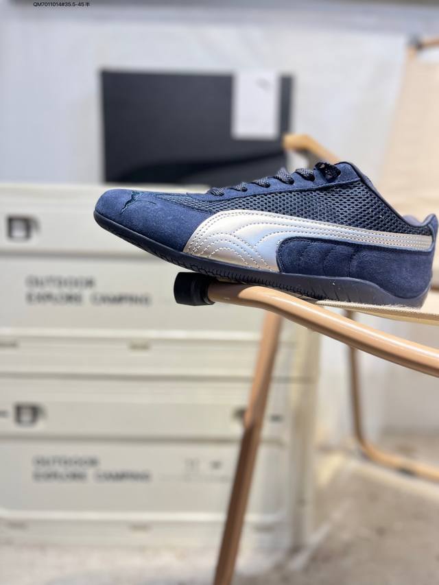 升级原楦原纸版开发#采用翻毛皮鞋面材质#外置轻量耐磨橡胶大底薄底鞋成为潮人必备彪马puma Speedcat Og Sd Light Blue Navy 极速赛