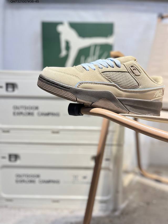 Air Jordan 4 Retro Flight Court 低帮 米紫色 Aj4 乔丹4代 Aj4 乔4 低邦 白紫色 乔丹篮球鞋系列 鞋款整体以米白色皮革