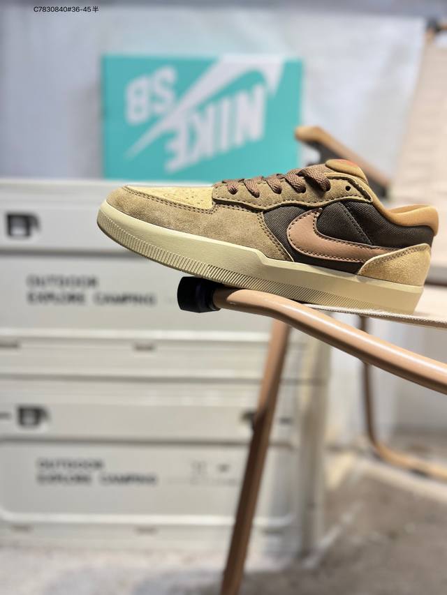 耐克Nike Sb Force 58 运动滑板鞋。这是一款将前沿创新带入街头的单品，它具有硫化杯底，具有出色的耐用性和灵活性。使用柔软皮革和帆布拼接，在饰面上放