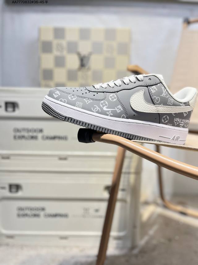Lv X Nk Air Force 1'07 Low 空军一号低帮休闲板鞋 #定制皮料 原楦原纸板 纯正空军版型 高清洁度 内置全掌气垫Nh0601 Aa777