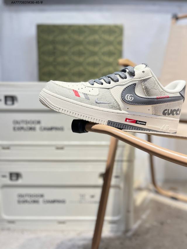 古驰 X Nk Air Force 1'07 Low 空军一号低帮休闲板鞋 #定制皮料 原楦原纸板 纯正空军版型 高清洁度 内置全掌气垫Mz9588 Aa777
