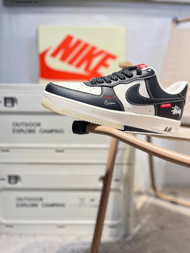 斯图西X Nk Air Force 1'07 Low 空军一号低帮休闲板鞋 #定制皮料 原楦原纸板 纯正空军版型 高清洁度 内置全掌气垫Hh7518 Qs784