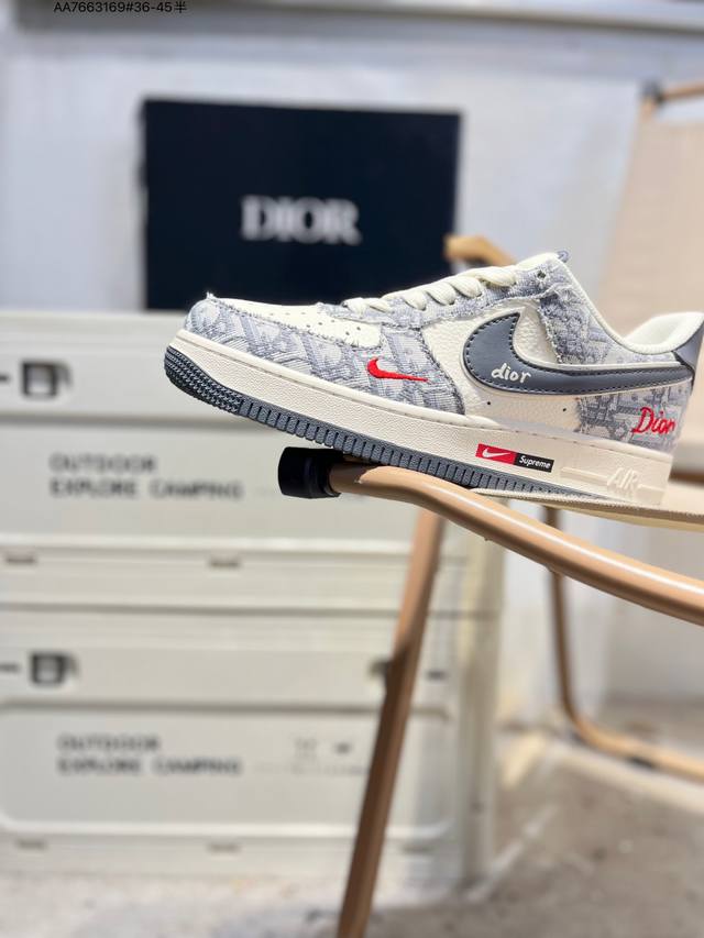 迪奥 X Nk Air Force 1'07 Low 空军一号低帮休闲板鞋 #定制皮料 原楦原纸板 纯正空军版型 高清洁度 内置全掌气垫Mz9588 Aa766