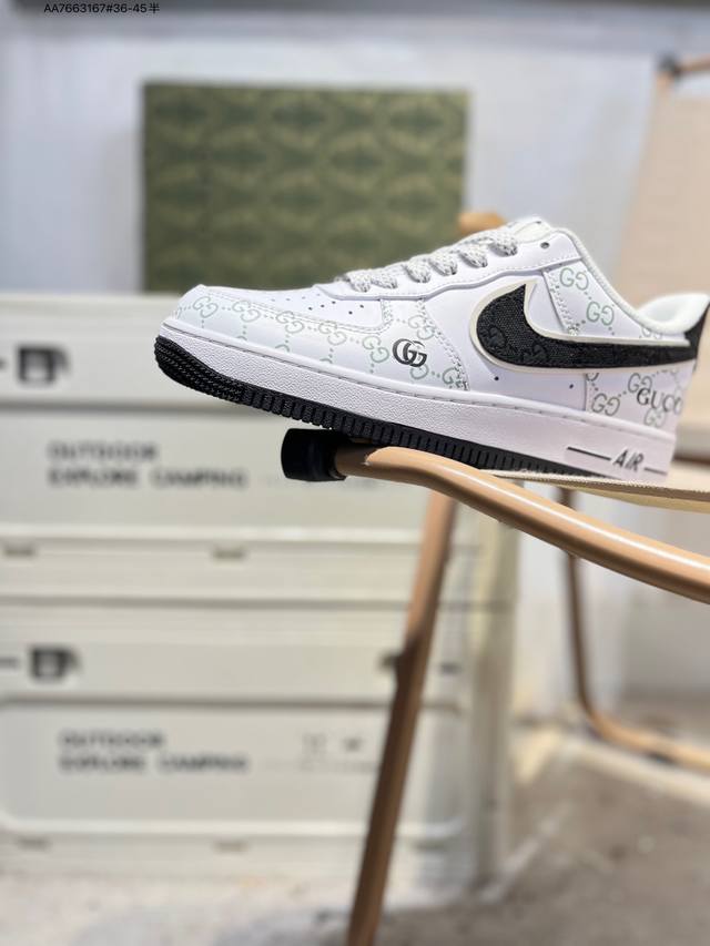 古驰 X Nk Air Force 1'07 Low 空军一号低帮休闲板鞋 #定制皮料 原楦原纸板 纯正空军版型 高清洁度 内置全掌气垫Xx3168 Aa766