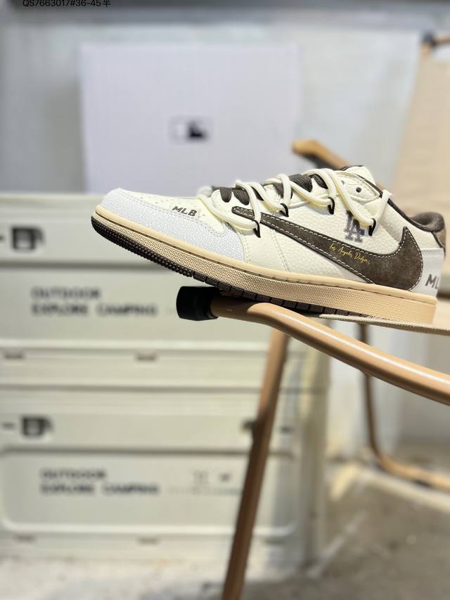 公司级头层皮Mlb X 乔丹Air Jordan 1 Low Aj1低帮系列篮球鞋 官方同步配色 原装级产物 #拒绝公底 立体鞋型 细节完美 高清洁度Xs318