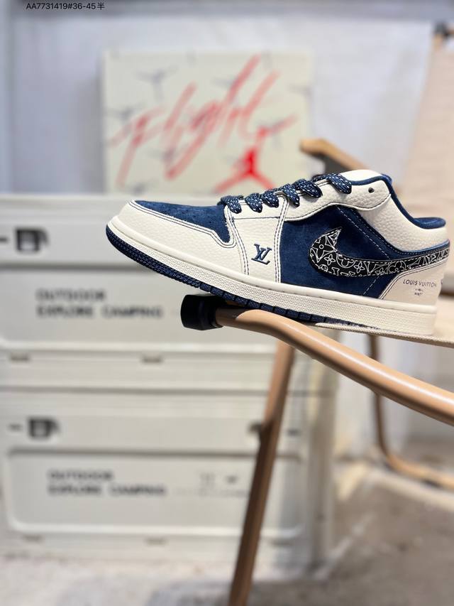 公司级头层皮Lv X 乔丹Air Jordan 1 Low Aj1低帮系列篮球鞋 官方同步配色 原装级产物 #拒绝公底 立体鞋型 细节完美 高清洁度Lb8888