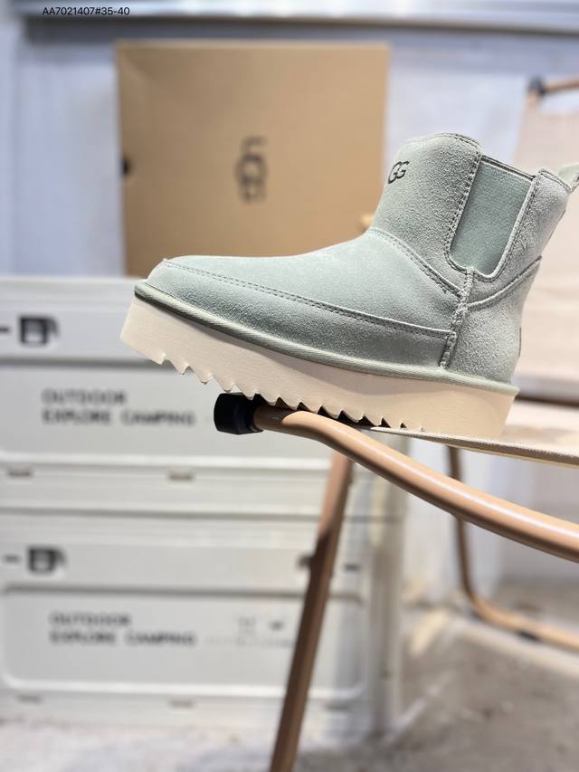 Ugg Mini Bailey Button Ii 冬季女士雪地靴 外贸平台专供版本 轻便防滑 真羊皮毛一体 鞋面A级羊皮毛一体 防水防污面 新高弹大底 鞋底前