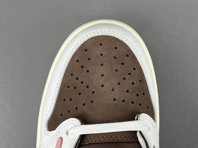渠道优势 ！ X版 改进款 Aj1 Travis Scott X Jordan Air Jordan 1 舒适轻盈 防滑耐磨 低帮 复古篮球鞋 男女同款 棕粉色