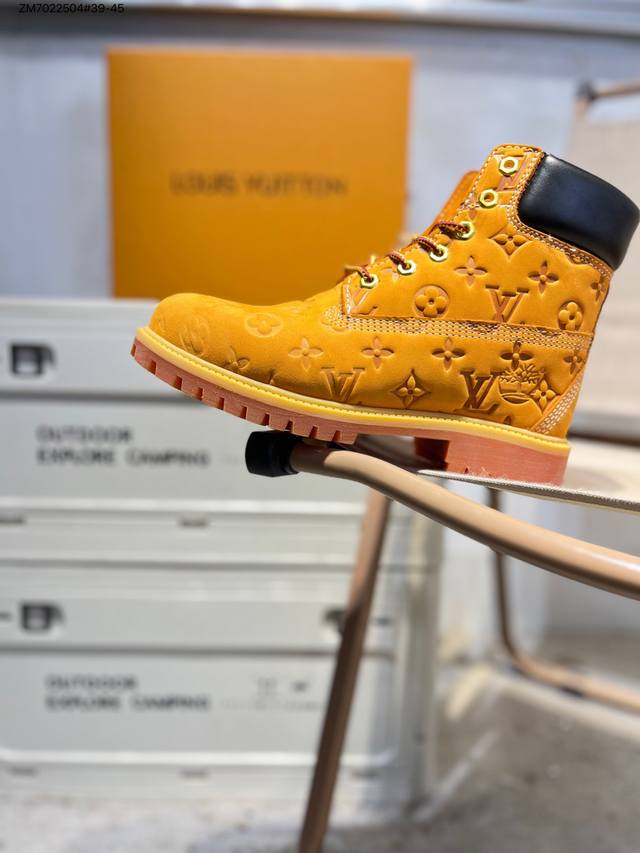 大厂出品 独立私模正确版 极致工艺 产量极低 Timberland X Louis Vuitton Lv联名款 添柏岚 天伯伦 6英寸满印老花 防水大黄靴 原厂