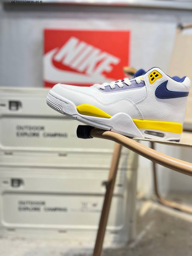 耐克 Nike Air Flight Legacy White Aj4飞行兄弟系列中帮复古休闲运动文化篮球 。采用硬质荔枝纹牛培鞋面材质，搭配轻盈phylon泡