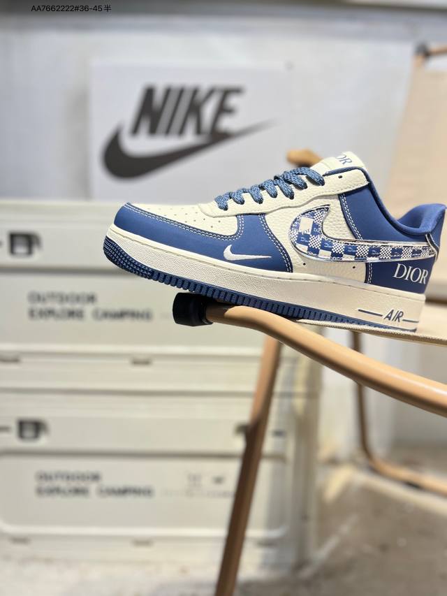 迪奥 X Nk Air Force 1'07 Low 空军一号低帮休闲板鞋 #定制皮料 原楦原纸板 纯正空军版型 高清洁度 内置全掌气垫Df0188 Aa766