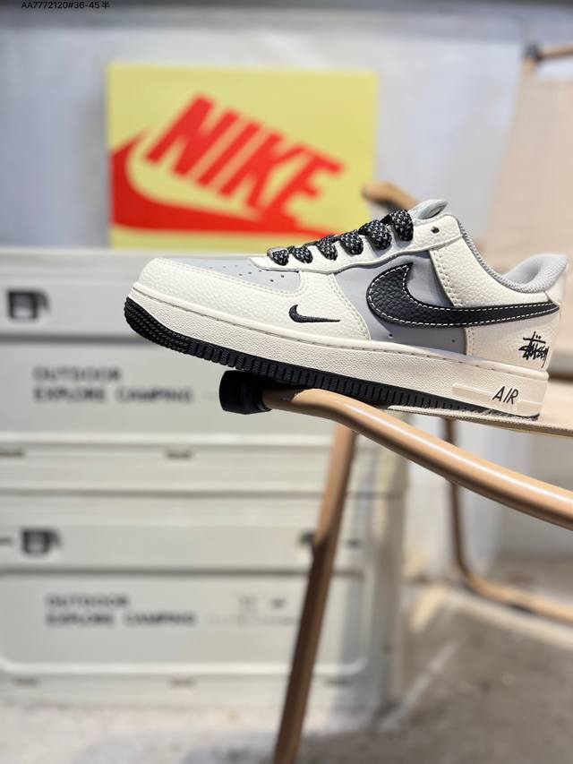 斯图西X Nk Air Force 1'07 Low 空军一号低帮休闲板鞋 #定制皮料 原楦原纸板 纯正空军版型 高清洁度 内置全掌气垫Js8028 Aa777