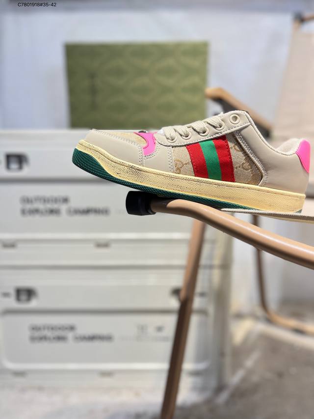 Gucci Distressed Screener Sneaker古驰经典小脏鞋原型复古百搭老爹板鞋 复古学院风546551 C7801918#35-42