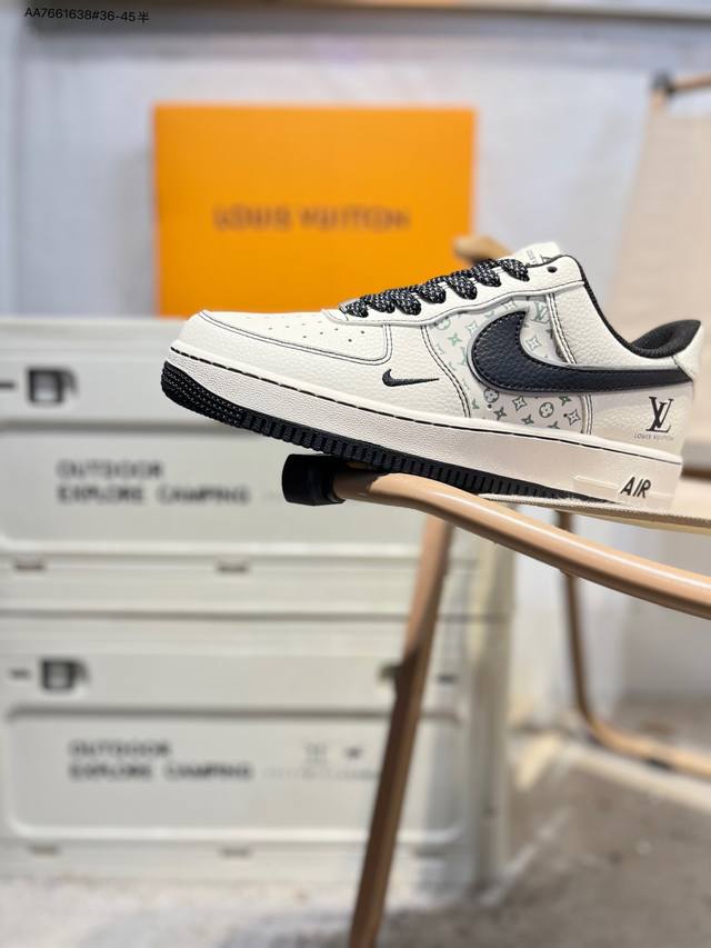 Lv X Nk Air Force 1'07 Low 空军一号低帮休闲板鞋 #定制皮料 原楦原纸板 纯正空军版型 高清洁度 内置全掌气垫Hh7518 Aa766