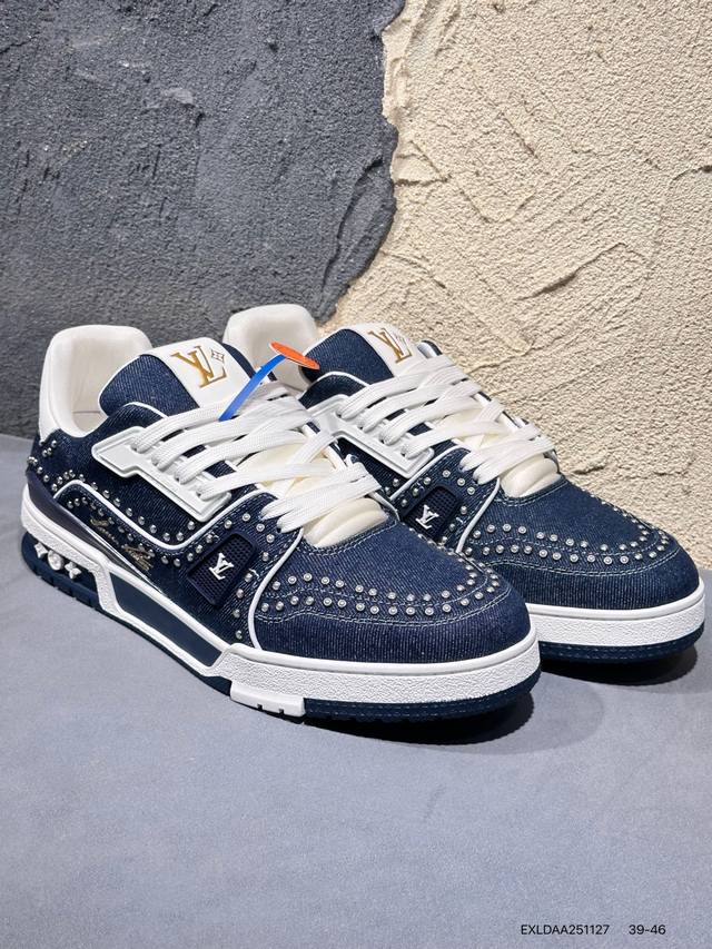 新品上市实拍 全新Lv路易威登Louis Vuitton Trainer Sneaker Low休闲运动文化百搭篮球板鞋Exldaa251127