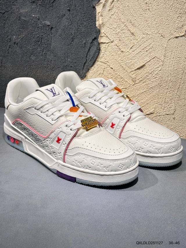 新品上市实拍 全新Lv路易威登Louis Vuitton Trainer Sneaker Low休闲运动文化百搭篮球板鞋 Qxldld251127