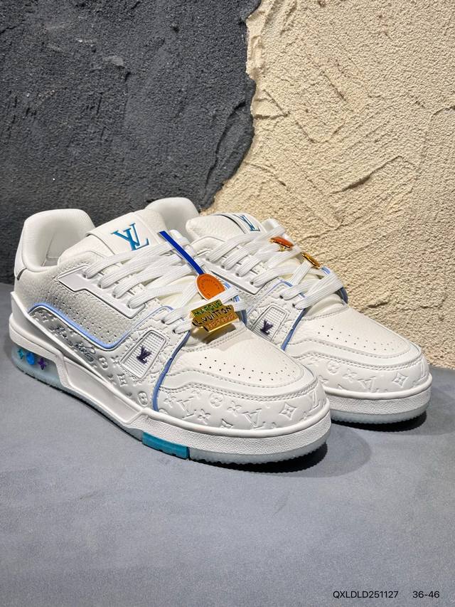 新品上市实拍 全新Lv路易威登Louis Vuitton Trainer Sneaker Low休闲运动文化百搭篮球板鞋 Qxldld251127
