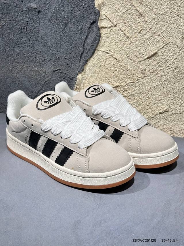 Adidas Originals Campus Oos 学院系列面包风经典复古低帮百搭休闲运动板鞋 #采用猪巴革组合纤维革鞋面材质内嵌欧 莱Ortholite混