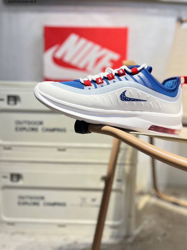 Nike Air Max Axis 二十周年限定鞋面细节更加简约，但线条能清晰的看出 Air Max 98 的元素，搭载后掌 Air Max 气垫，带来完全不一