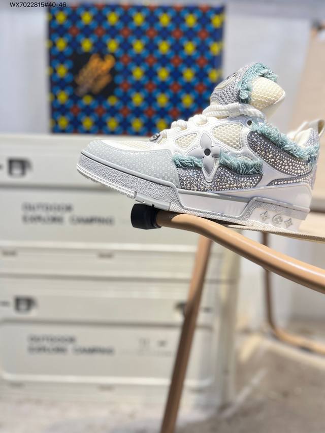 广东原厂# 路易威登 Louis Vuitton Lv路易威登板鞋 新款 Lv Trainer最新配色运动鞋 L家 篮球鞋风格运动鞋 该鞋由艺术总监 Virgi