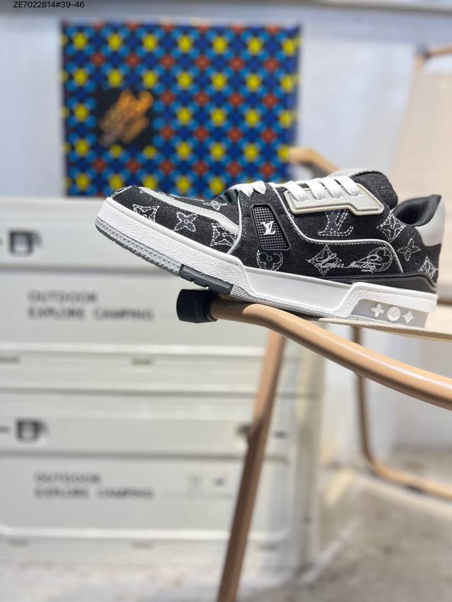 广东原厂# 路易威登 Louis Vuitton Lv路易威登板鞋 新款 Lv Trainer最新配色运动鞋 L家 篮球鞋风格运动鞋 该鞋由艺术总监 Virgi