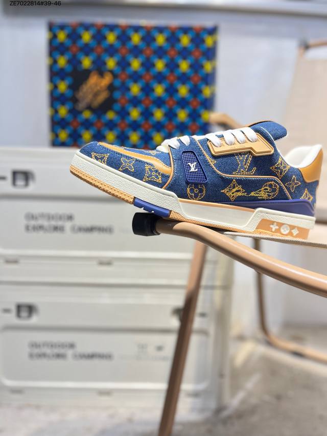 广东原厂# 路易威登 Louis Vuitton Lv路易威登板鞋 新款 Lv Trainer最新配色运动鞋 L家 篮球鞋风格运动鞋 该鞋由艺术总监 Virgi