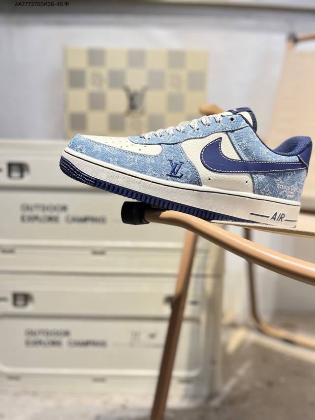 Lv X Nk Air Force 1'07 Low 空军一号低帮休闲板鞋 #定制皮料 原楦原纸板 纯正空军版型 高清洁度 内置全掌气垫Nh0601 Aa777