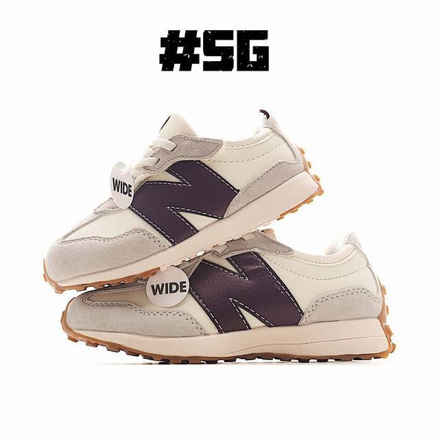 Nb 327 宽版儿童款运动鞋 专为学龄前儿童设计，以复古经典设计和现代舒适相结合，宽版设计更贴合亚洲儿童脚型，提供更佳支撑。轻盈透气的材质让孩子行走更加舒适，