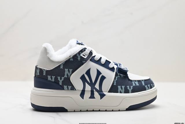 公司级Mlb Chunky Liner Mid人气单品学长鞋系列 加绒保暖 轻量增高厚底百搭中帮休闲运动板鞋 货号:3Asxcdn3N 尺码:35.5 36 3