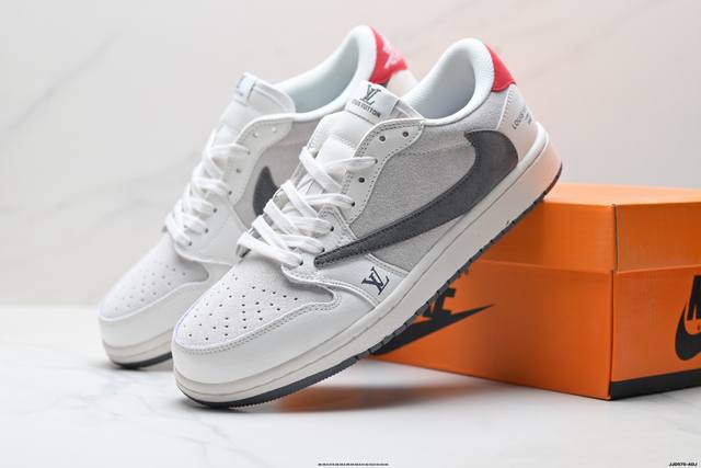 公司级Nike Air Jordan 1 X Travis Scott Aj1倒勾 乔一倒钩 ‘Diy’定制 耐克 低帮文化篮球鞋 完美品质出货 细节如图所示