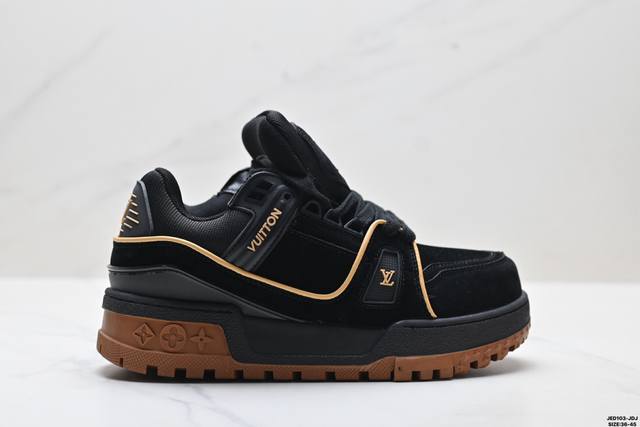真标Louis Vuitton Trainer Maxi 路易威登 小胖丁 圆头系带低帮 厚底板鞋 尺码:36-45 Ld:Jed103-Jdj