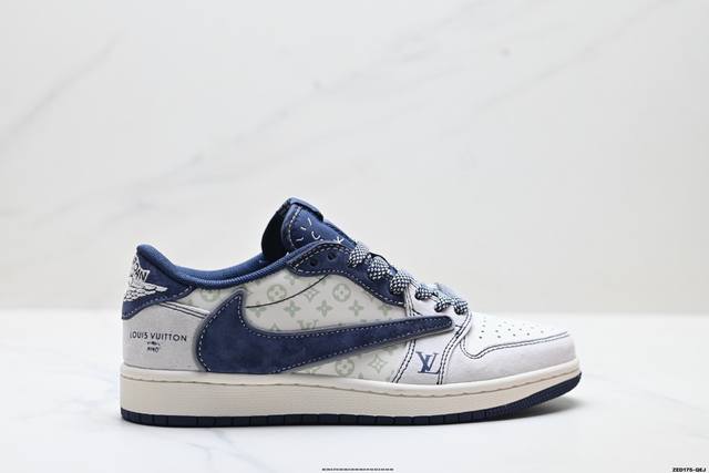 公司级Nike Air Jordan 1 X Travis Scott Aj1倒勾 乔一倒钩 ‘Diy’定制 耐克 低帮文化篮球鞋 完美品质出货 细节如图所示