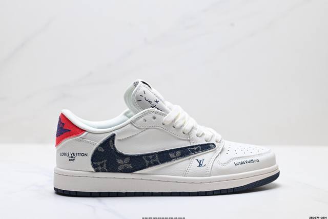 公司级Nike Air Jordan 1 X Travis Scott Aj1倒勾 乔一倒钩 ‘Diy’定制 耐克 低帮文化篮球鞋 完美品质出货 细节如图所示