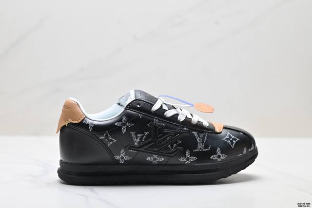 真标25年新款Lv走秀款胖丁丑萌面包鞋女字母老花厚底增高系带休闲德训鞋 尺码:36-45 Ld:Jkd129-Qzs