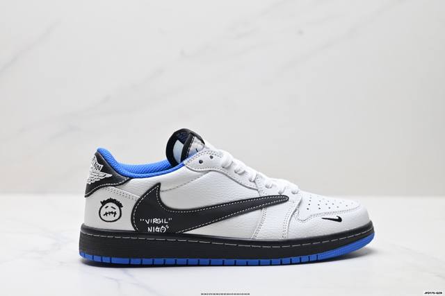 特价 公司级Nike Air Jordan 1 X Travis Scott Aj1倒勾 乔一倒钩 ‘Diy’定制 耐克 低帮文化篮球鞋 完美品质出货 细节如图