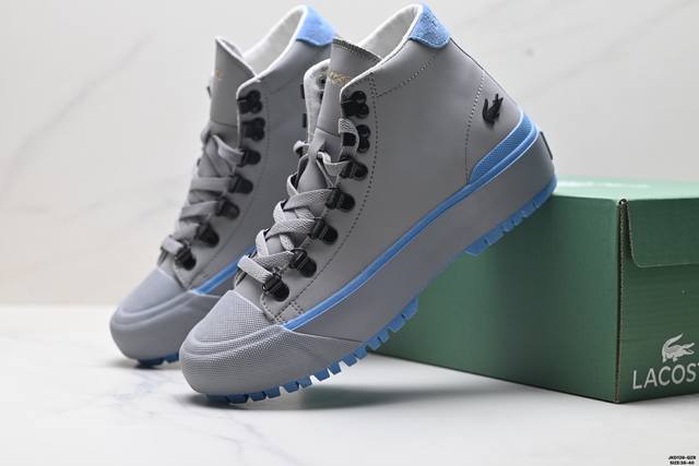真标秋冬Lacoste 法国鳄鱼时尚高帮牛皮革女鞋 货号:40Cf A0051 尺码:36-40 Ld:Jkd126-Qzr